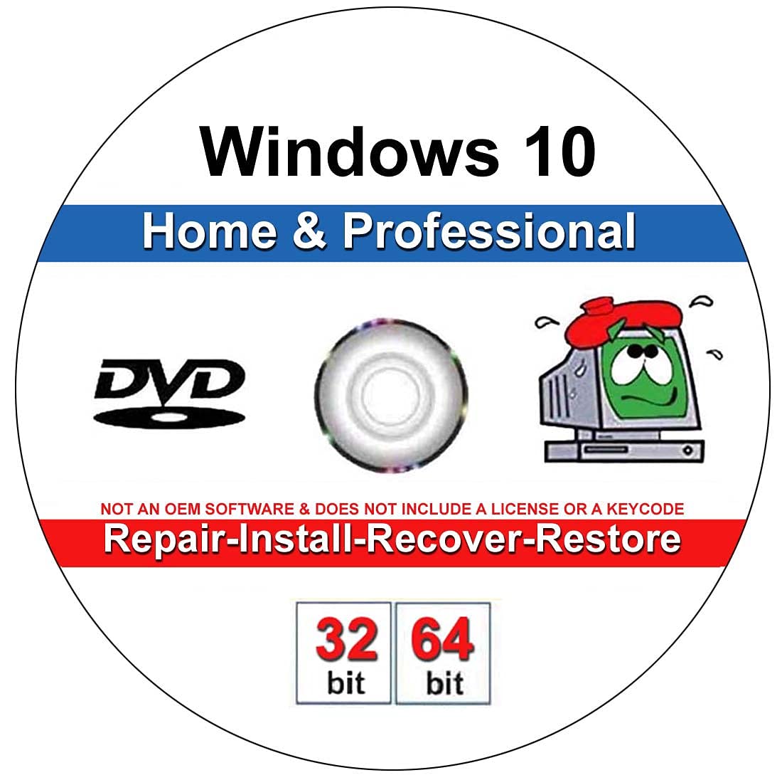 Computer Werx Compatible with Windows 10 Home & Professional 32/64 bit DVD, Reco