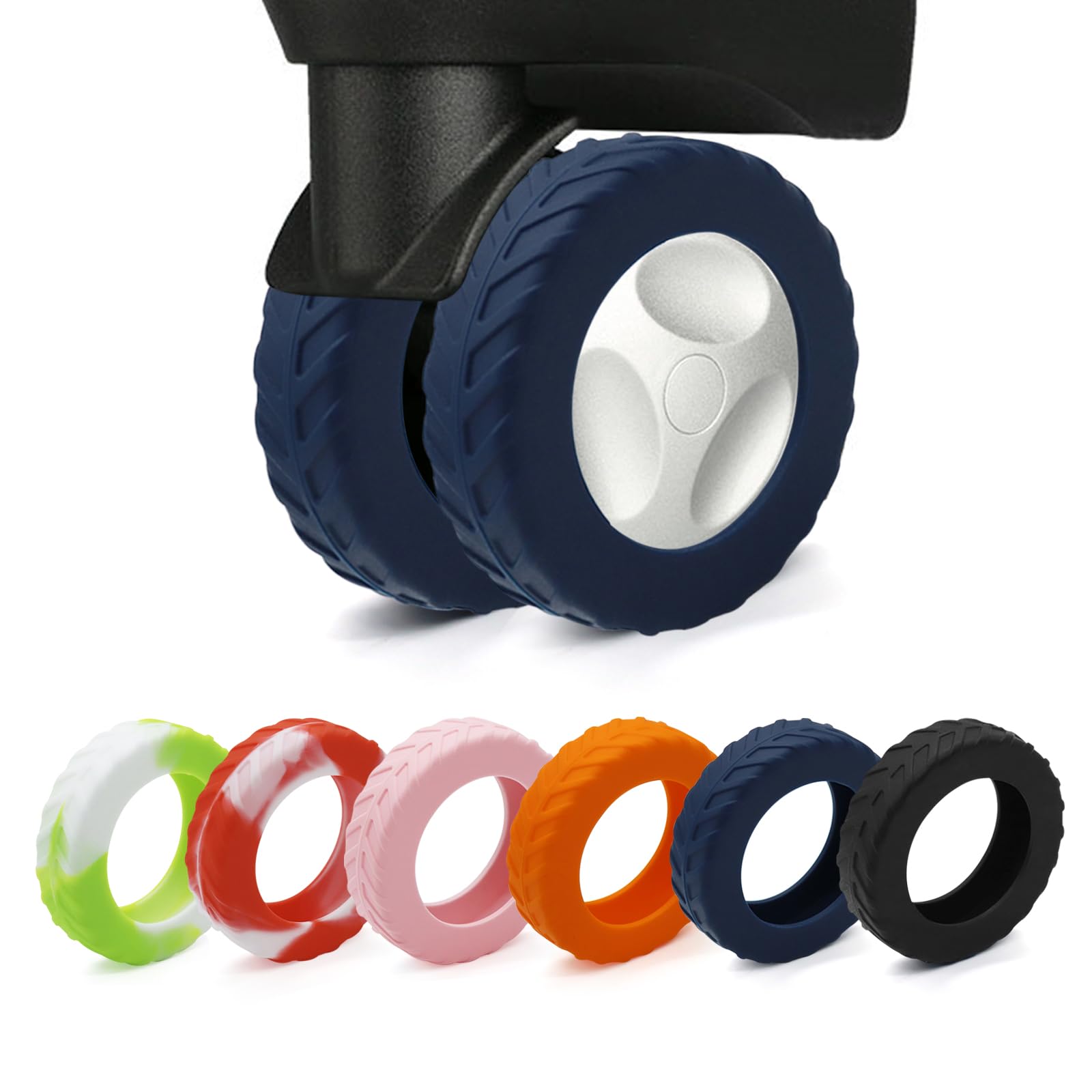 Luggage Wheel Covers, Anti Dust & Scratch, For 2-2.4" wheels - Dark blue