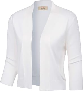 GRACE KARIN レディース 七分袖 ニット クロップド カーディガン セーター 軽量 前開き ボレロ シュラグ セーター ドレス用