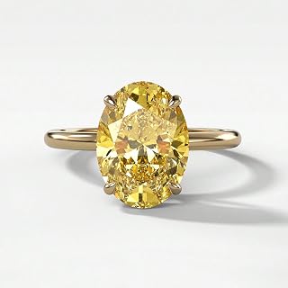 1 PC 925 Silver High Lustre Luxury 1CT-5CT Oval Solitaire Yellow Diamond Ring For Women Prom Wear Women's Best Gift Fine Jewellery Gifts Gifts For Mom Party Favors