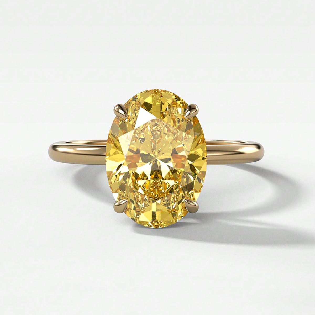 1 PC 925 Silver High Lustre Luxury 1CT-5CT Oval Solitaire Yellow Diamond Ring Fo