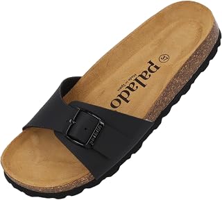 Palado® Malta Women's Sandals | Made in EU | Mules in Many Summer Colours | 1 Strap Sandals with Cork Footbed | Women's Slippers with Leather Outsole