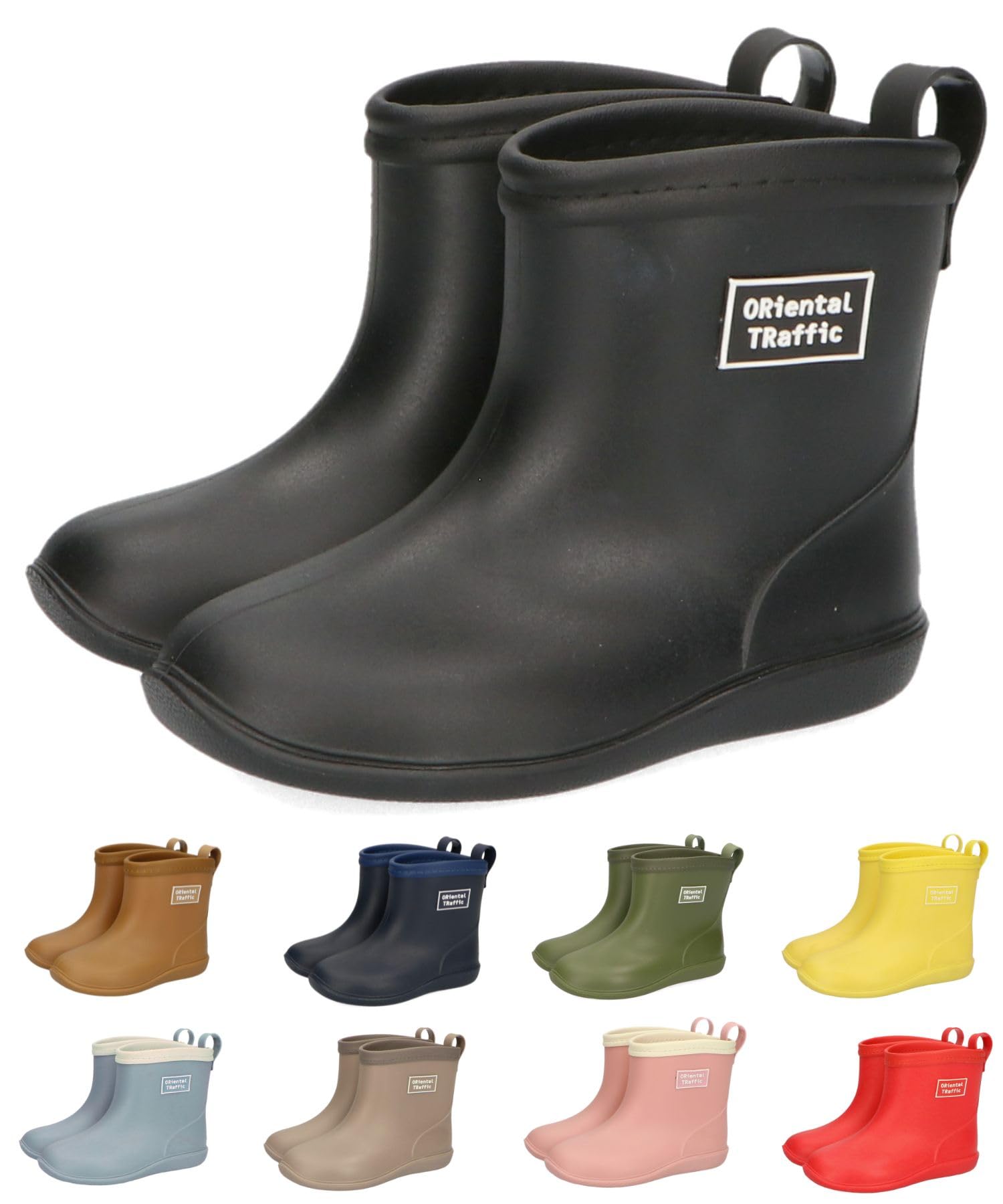 Oriental Traffic K-202 Kids' Rain Short Boots, Waterproof, 5.9 - 8.7 inches (15 