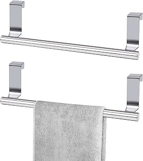 Cabinet Door Towel Bar, Dish Towel Rack for Cabinet, Stainless Steel Kitchen Towel Holder, Over The Door Hand Towel Hanger for Kitchen Bathroom Cupboard, 2 Pack (2*Small)
