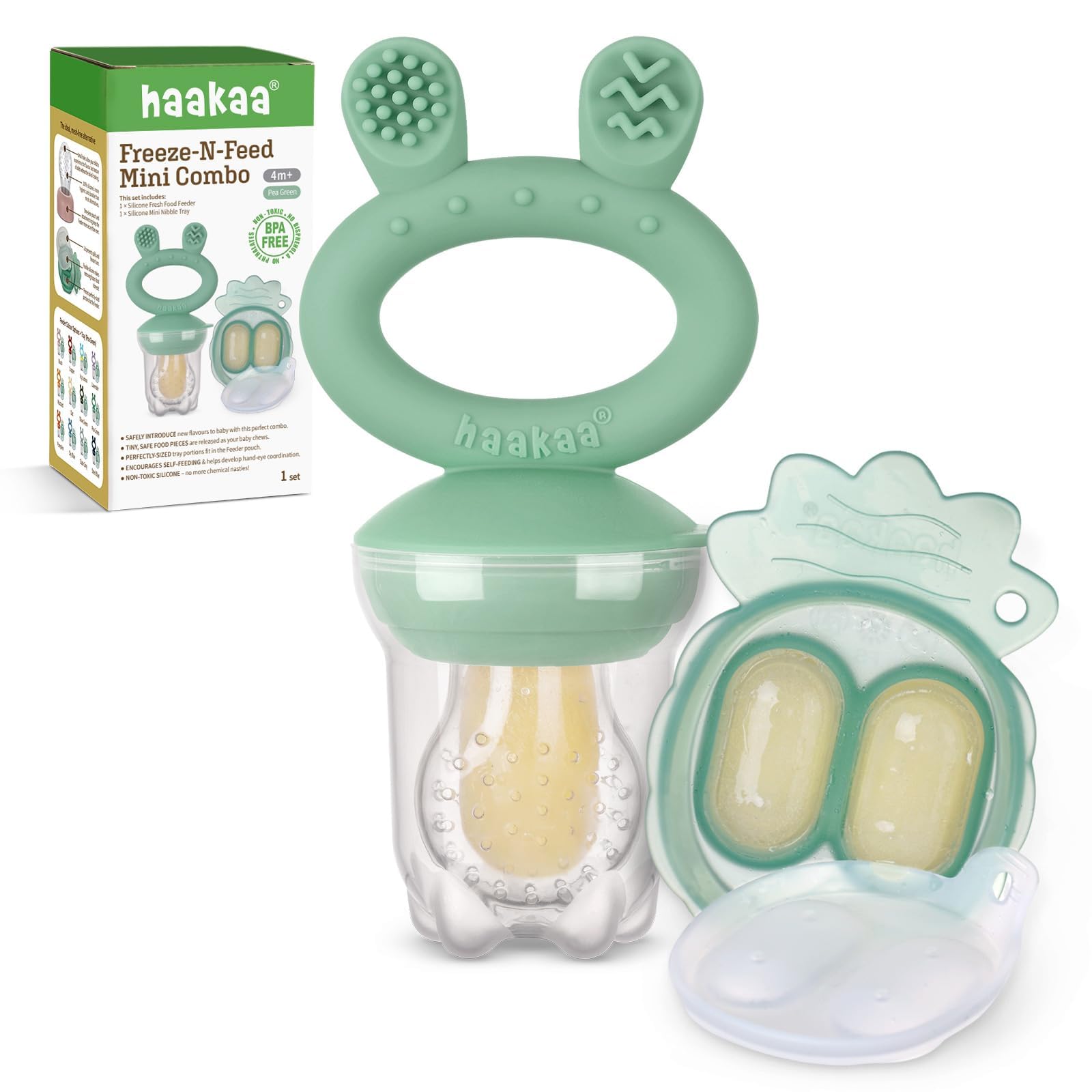 Haakaa Baby Fruit Food Feeder &amp; Mini Freezer Nibble Tray Combo, Breastmilk P