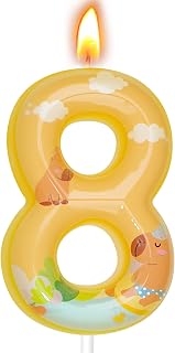 Capybara Birthday Candles, Capybara Birthday Party Decorations, Birthday Number Candles for Cake Topper and Party Supplies (Yellow, Number 8)