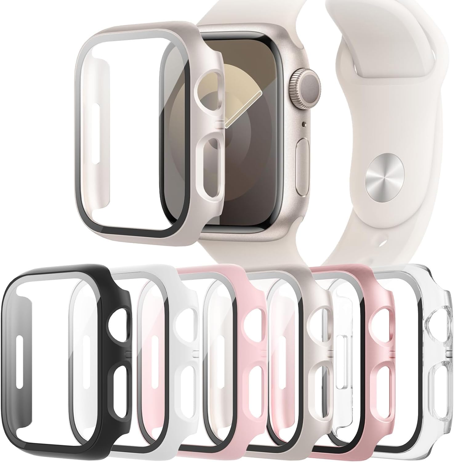 6-Pack Case with Screen Protector for Apple Watch SE3/SE2/SE/6/5/4 40mm | Hard-P