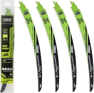 15" Japanese Teeth Reciprocating Saw Blades Wood Pruning - FACHLICH 4pcs Curved Edge 6TPI for Tree Trimming, Wood/PVC Pipe Cutting, Cr-V Sabre Blades Better Wear Resistance
