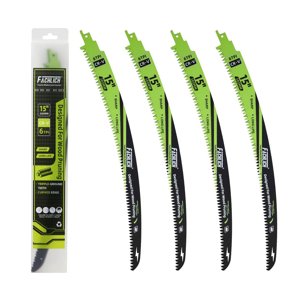 15" Japanese Teeth Reciprocating Saw Blades Wood Pruning - FACHLICH 4pcs Curved 