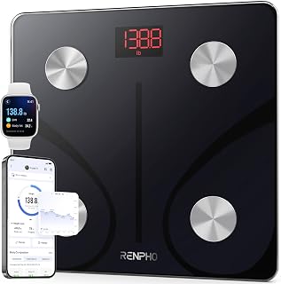 RENPHO Body Fat Scale, Smart Scale for Body Weight, BMI Digital Bathroom Weight Scale, Body Measurements with Smartphone App sync with Bluetooth, 400 lbs - Black, Elis 1