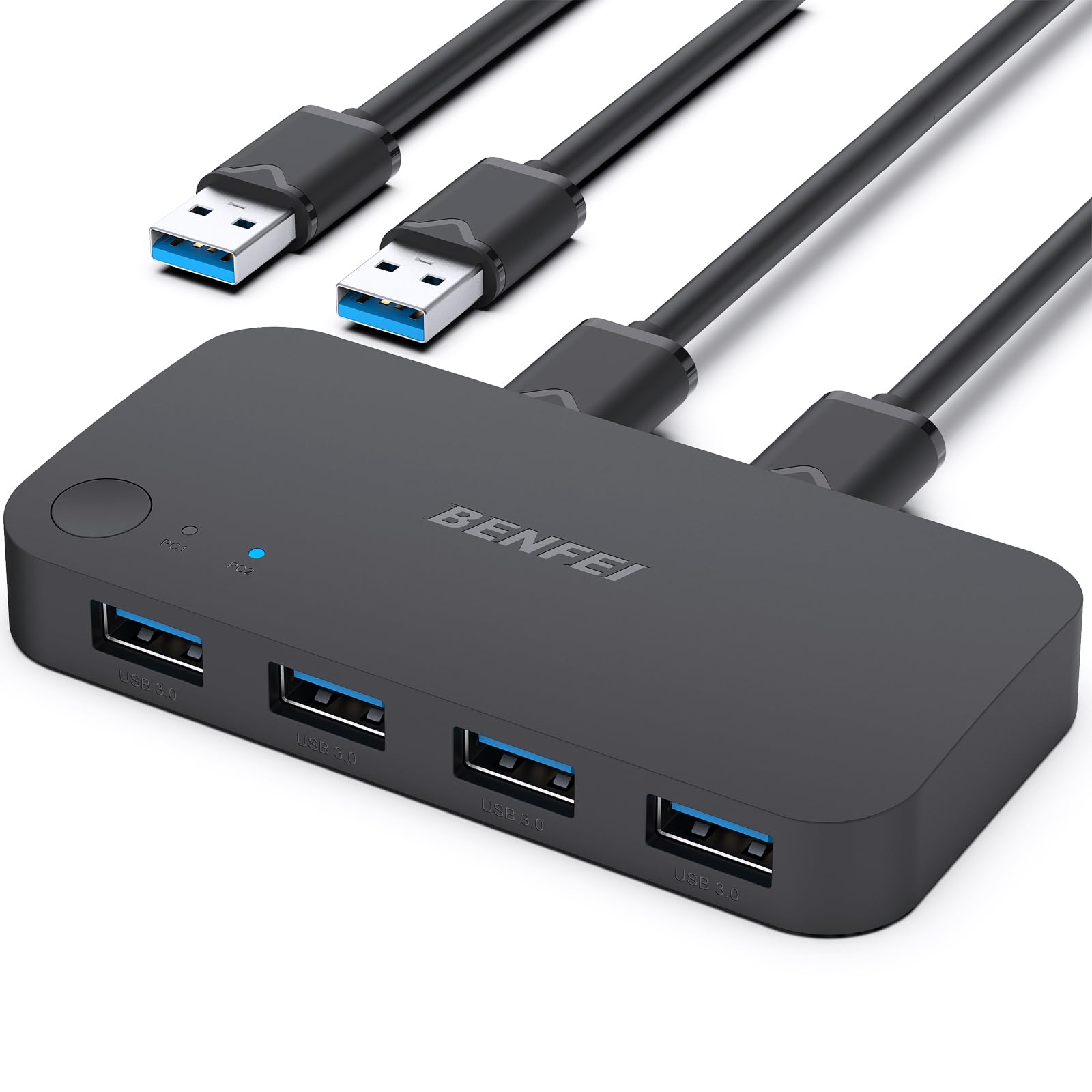 BENFEI USB 3.0 Switch, USB Switch 2 Computers Share 4 USB for PC, Mouse, Keyboar