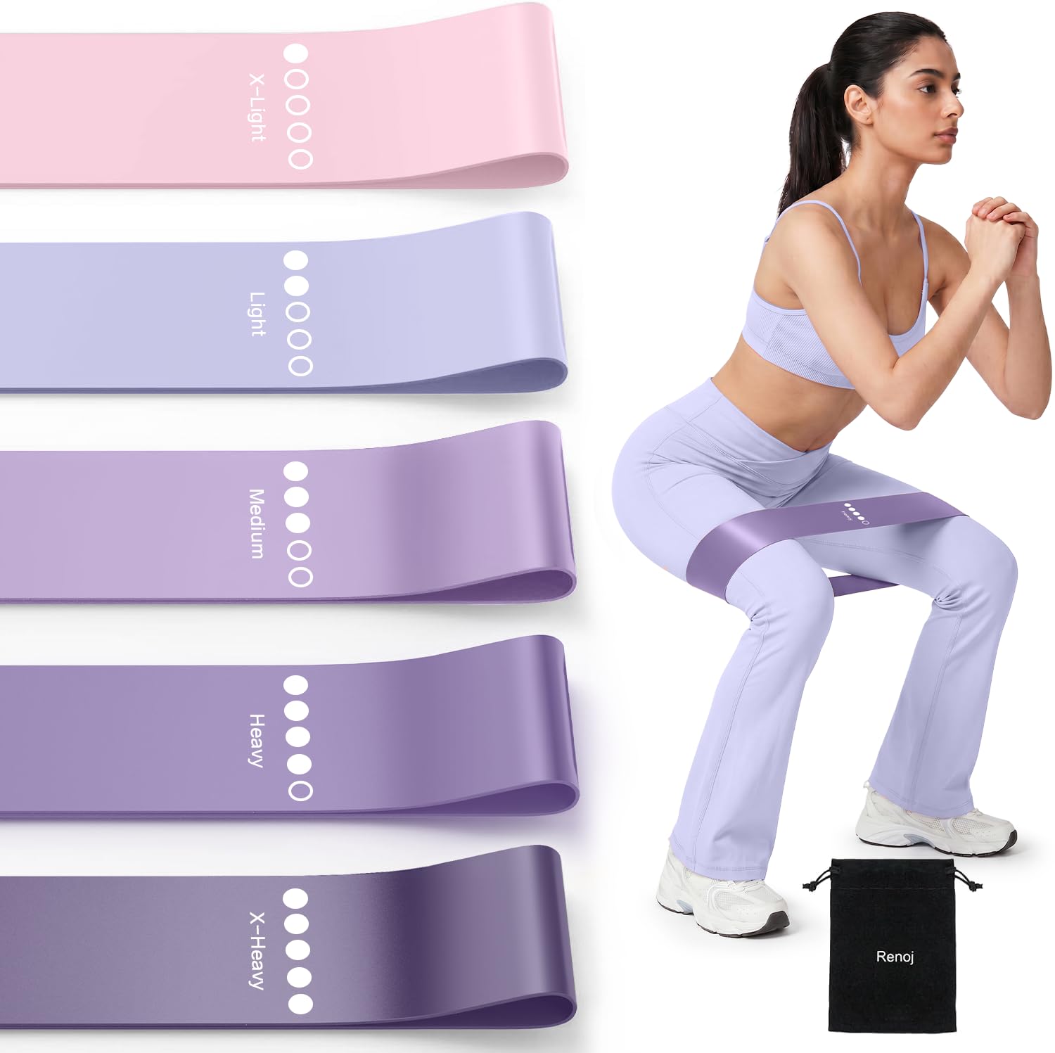 Resistance Bands for Working Out, 5-Pack Loop Exercise Bands for Home Gym | Elas