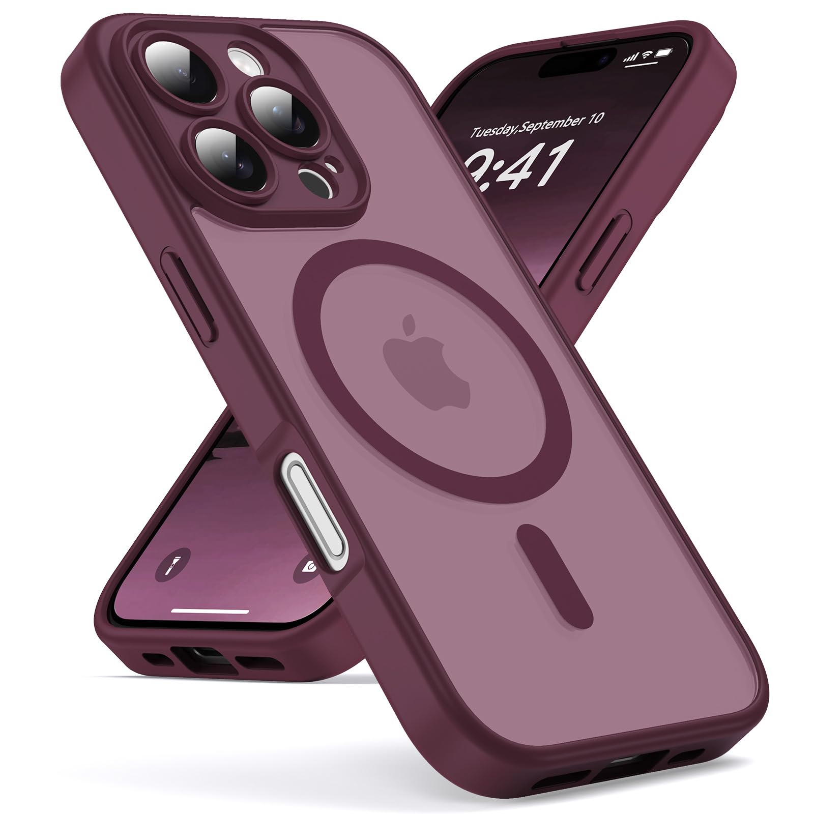 Oududianzi - Magnetic Cover for iPhone 16 Pro Magsafe Case, Burgundy