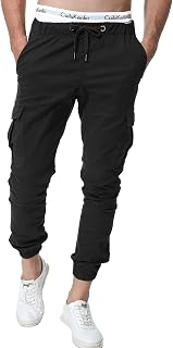 Zoerea Men's Long Trousers with Drawstring Side Pockets Male Cargo Pants Casual Sport Trousers