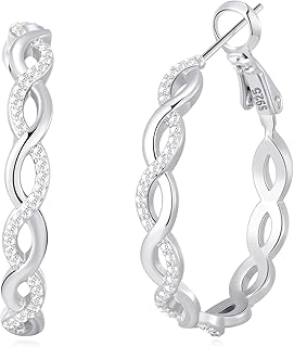 Senteria 925 Sterling Silver Earrings Hoops for Women Lightweight Twisted Hoop Earrings With Cubic Zirconia Hypoallergenic Hoops Earrings for Girls (0.787/1.181/40mm)