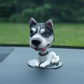 Generic Nosed Puppy Decoration Gift Shakehead Dog Resin Dashboard Decoration Car Ornament Creative Bobblehead (Husky 1)