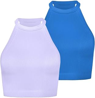 Sunzel Women's Ribbed High Neck High Neck Seamless Sleeveless Tank Top