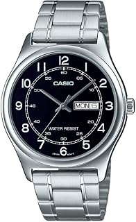 Casio MTP-V006D-1B2 Men's Stainless Steel Easy Reader Black Dial Day Date Analog Dress Watch
