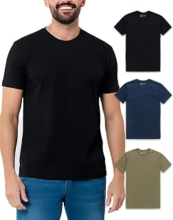 INTO THE AM Men's Casual Contemporary Athleisure (Pack of 3) | Casual T-shirts made from soft cotton blend with 4-way stretch - tag-free athletic fit for the gym