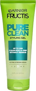 Garnier Fructis Pure Clean Styling Hair Gel, Extra Strong Hold for Up to 24HRs, Non-Flaking, Non-Sticky Formula with Aloe Extract, Made for All Hair Types, 6.8 fl oz (Packaging May Vary)