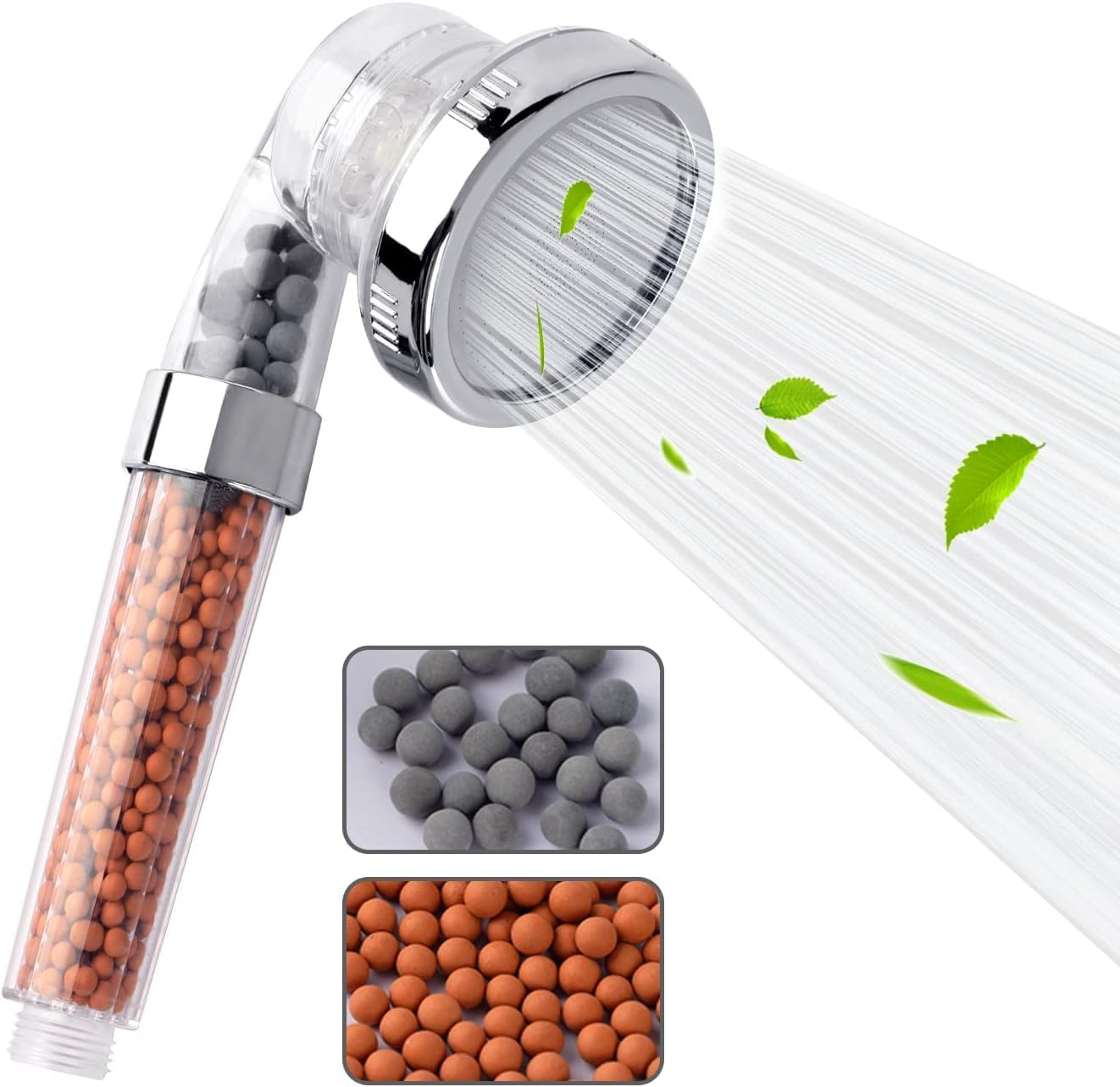 VEHHE High Pressure Shower Head with Filter Beads, 3 Spray Modes | G1/2" Univers