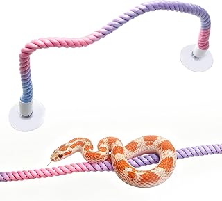 CYUXING Pink Snake Enrichment Climbing Rope, Ball Python Tank Climbing Accessories with Strong Suction Cups, Flexible Wire Core, Snake Enclosure Accessories for Ball Python, Corn, Lizard