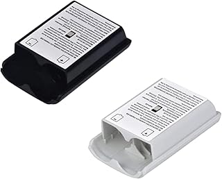 2 Pcs Battery Pack Cover for Xbox360 Wireless Controller, Replacement Battery Pack Cover Shell Case (1×Black, 1×White)