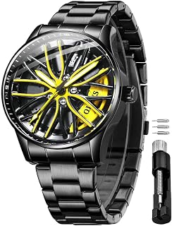 OLEVS - Mens Classic Big Dial Business Watch Green Dial Black/White/Blue Multifunction Luminous Stainless Steel Wrist Watch