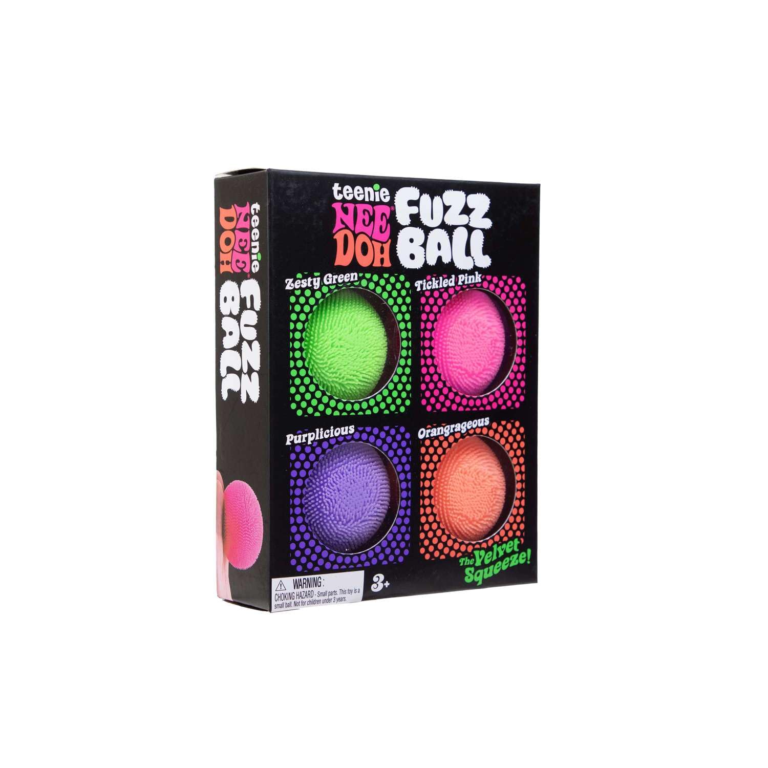 Schylling NeeDoh Teenie Fuzz Ball 4 Pack - Sensory Squeeze Toy - 1.5" in Diamete