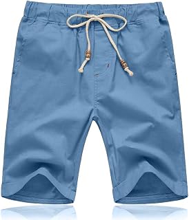 STICKON Men's Shorts Casual Classic Fit Drawstring Summer Beach Shorts with Elastic Waist and Pockets