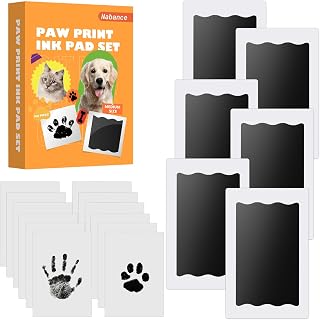 Nabance Inkless Paw Print Kit for Dogs Cat, Mess-Free Pet Paw &amp; Nose Print | 6 Clean Touch Ink Pads and 12 Imprint Cards, Baby Footprint Kit, Dog Paw Print Kit Keepsake Gift for Owners &amp; New Moms