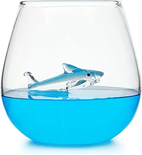 CKB LTD Shark in a Glass Tumbler 500ml Large - Ideal for Water Whisky Orange Juices - Unique Single Novelty Drinking Glass 1pc