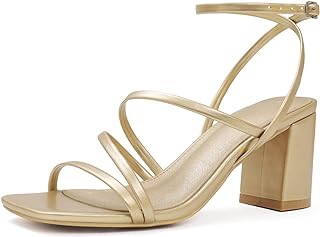 LACUONE Strappy Heels Women Square Toe Sandals