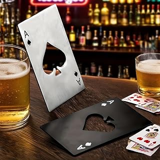 Stainless Steel Poker Card Bottle Opener, Shovel Design, Durable and Easy to Clean, No Power Needed (Black)