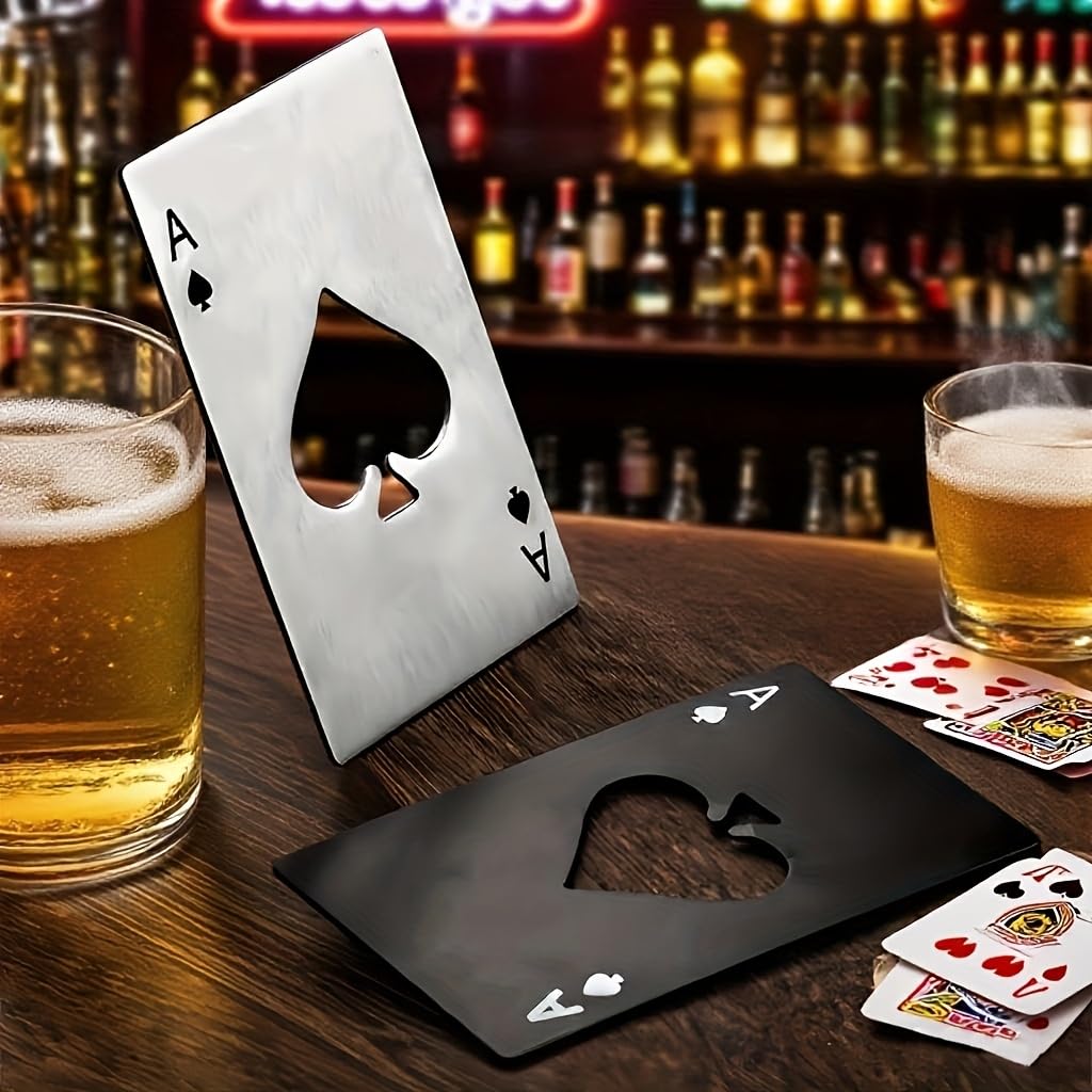 Stainless Steel Poker Card Bottle Opener, Shovel Design, Durable and Easy to Cle