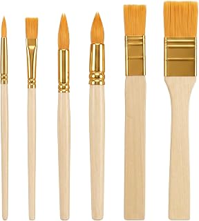 6PCS Nylon Stencil Paint Brush for Stenciling Wooden Stencil Brushes Set | Nylon Stipple Brush Painting on Wood Wall, Stencil Projects, Crafts and Acrylic Oil Watercolor Painting 6 Sizes