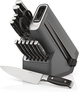 Ninja Foodi StaySharp 14-Piece Knife Block Set, Black, K32014EUUK | Deluxe 14-Piece knife block set with Integrated Sharpener