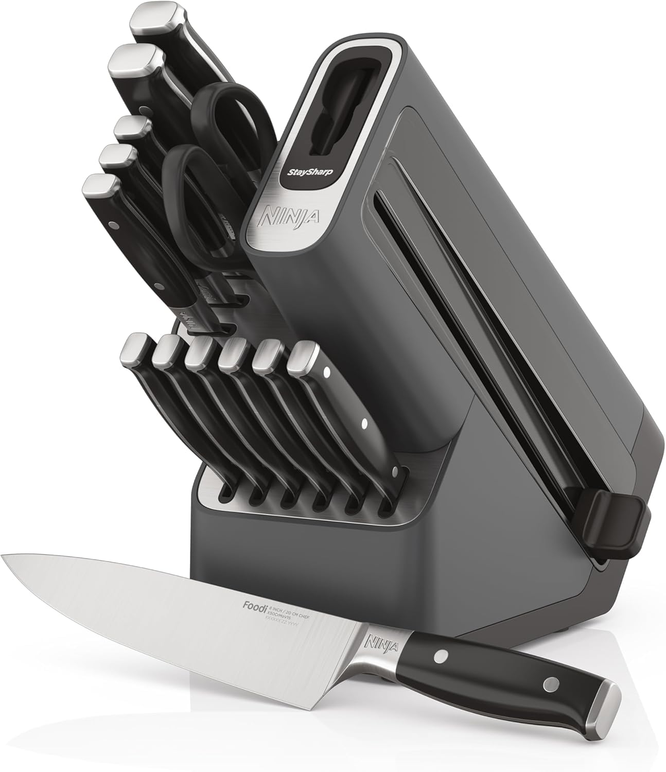 Ninja Foodi StaySharp 14-Piece Knife Block Set, Black, K32014EUUK | Deluxe 14-Pi