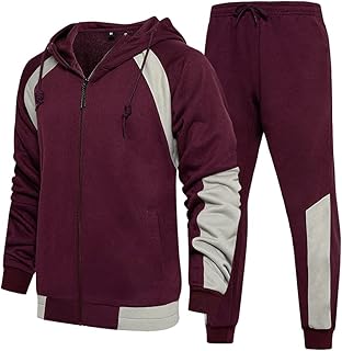 MANTORS Men's Hooded Athletic Tracksuit Casual 2 Pieces Suits Color Block Hoodies and Sweatpants Set