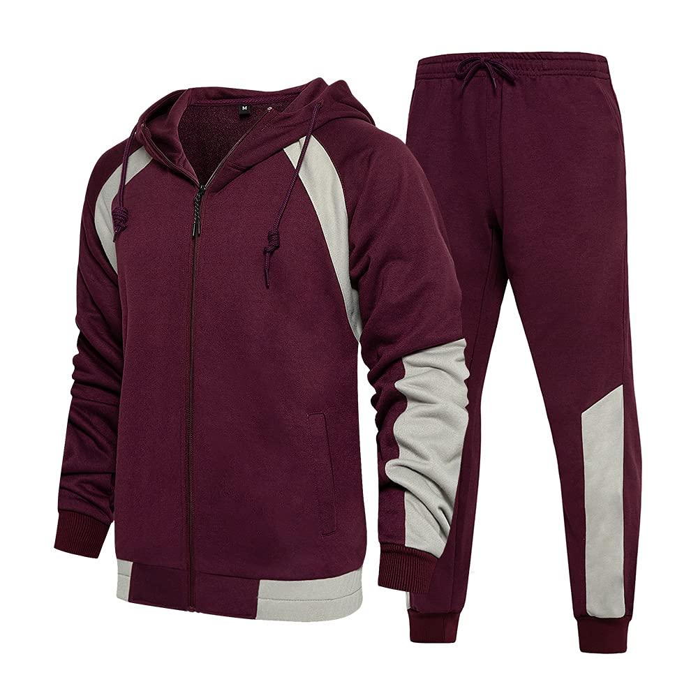MANTORS Men's Hooded Athletic Tracksuit Casual 2 Pieces Suits Color Block Hoodie