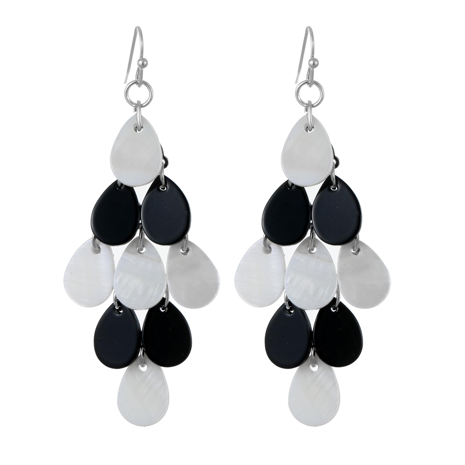 Boho Colorful Sea Shell Teardrop Earrings Long Layered Rhombic Drop Earrings Sta
