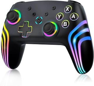 MYSTILUCK Wireless Pro Controller for Switch, Switch 2, Lite, OLED, PC | 7 Color Changing RGB Lighting, Hall Effect Trigger, 6-Axis Gyroscope, Dual Vibration, Turbo, Ergonomic Design