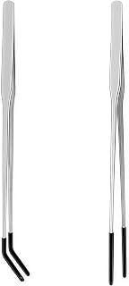 2 Pcs Reptile Feeding Tongs with Rubber Tip,Long Tweezers with Straight Curved Head,Stainless Steel Feeder Tool,for Lizards,Gecko,Snake,Bearded Dragon,Aquarium Terrarium (10.6in)