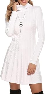 Gyabnw Robe Pull Femme Robe Tricotée Femme Col Rond Manches Longues