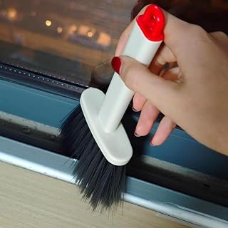 1pc Home Cleaning Crevice Brush Bathroom Kitchen Tile Dead End Multifunctional Window Crevice Dust Brush 20.5x10x2.5cm (Beige Red)