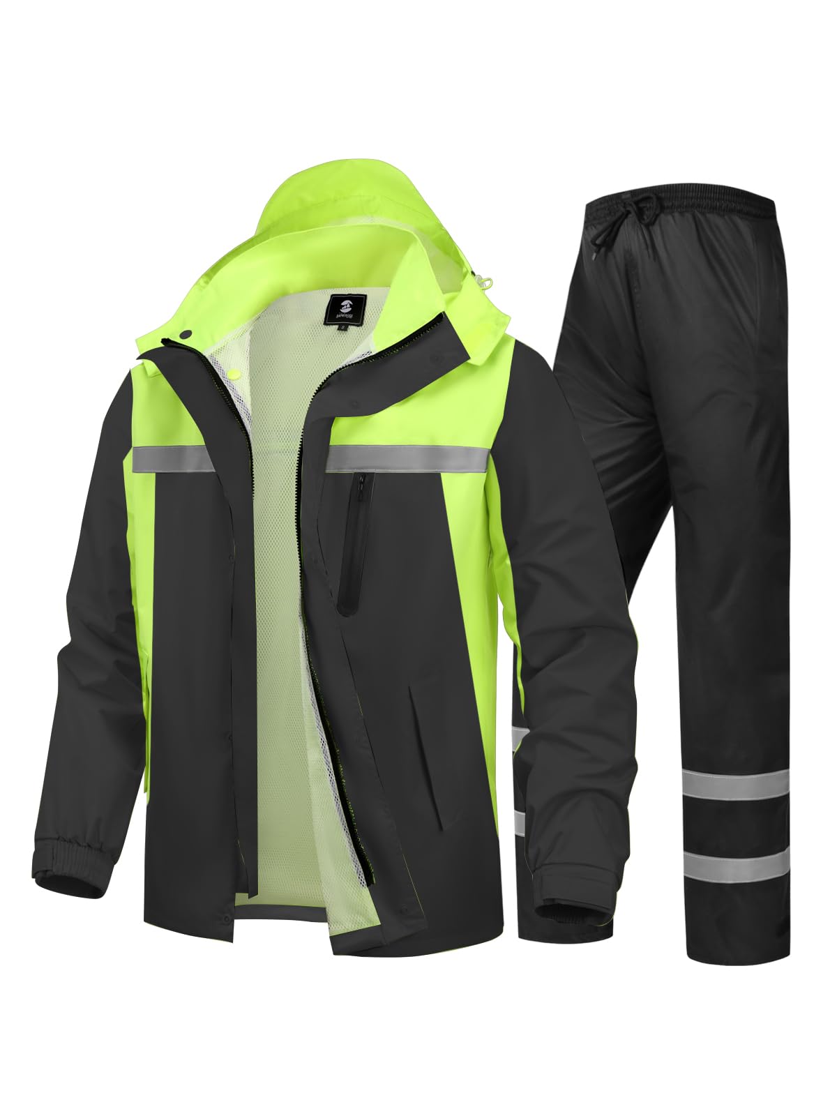 Men's Rain Suit High Visibility Reflective Work Rain Jacket Pants for All S