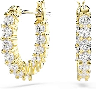 Swarovski Matrix Vittore hoop earrings, Round cut, White, Gold-tone Finish