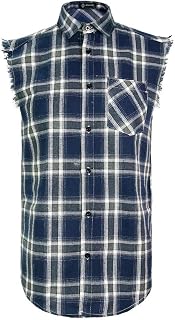 Sleeveless Plaid Front Shirt for Men,Cowboy Button Down Shirts