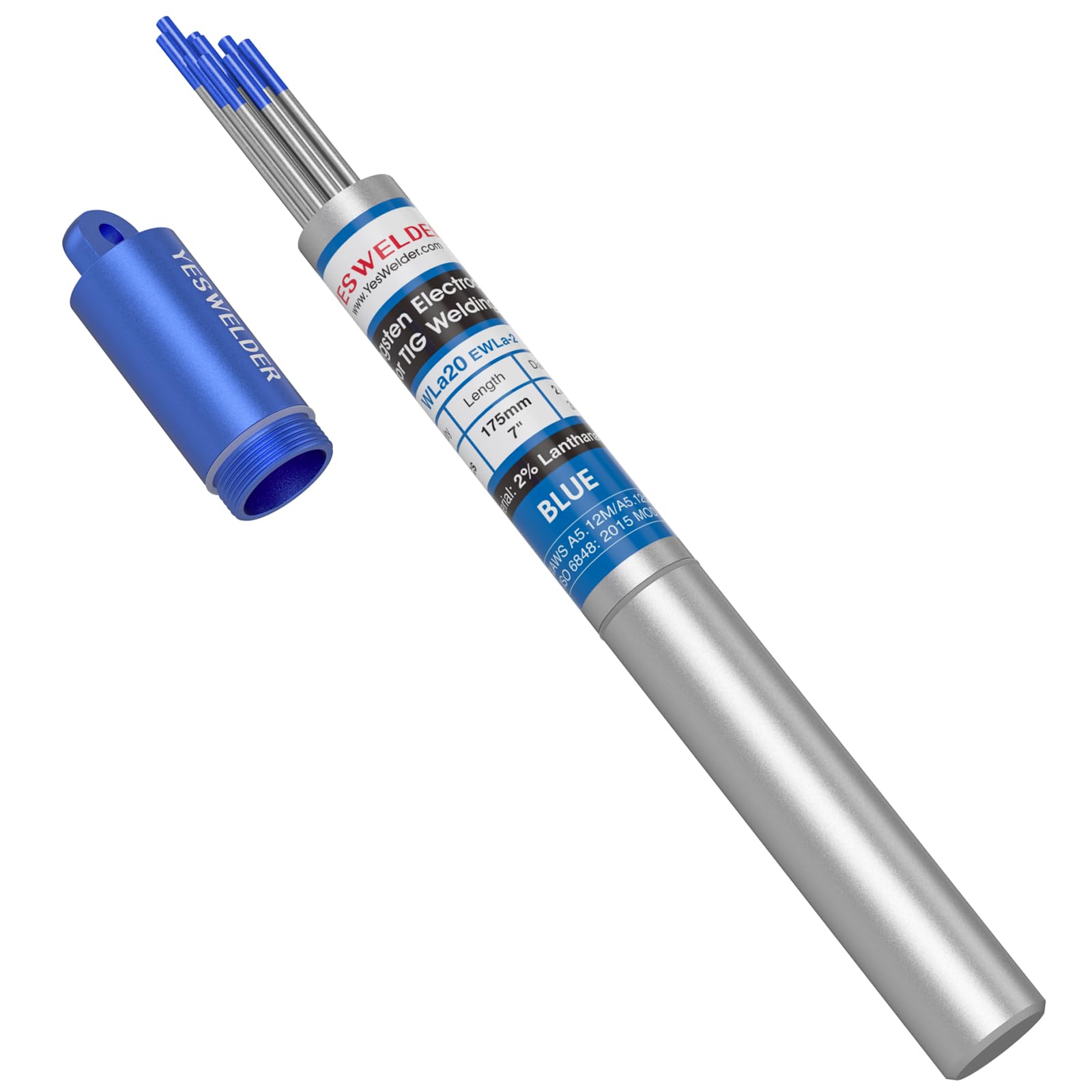 YESWELDER TIG Welding Tungsten Electrode 2% Lanthanated | 10-pk 3/32" x 7&q