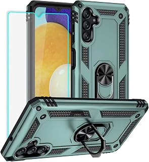 Yiakeng Samsung A13 5G Case, Galaxy A13 5G Case with HD Screen Protector, Military Grade Protective Cases with Ring for Samsung Galaxy A13 5G (Dark Green)
